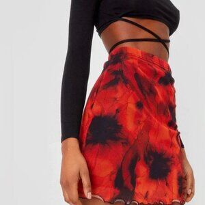 Nasty Gal Red & Black Tie-Dye Mesh Mini Skirt | Size US 4